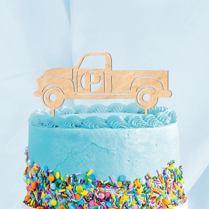 Personalized Truck Cake topper – Natural wood – Truck Birthday Cake Topper – Truck Topper – Truck cake  4341-3