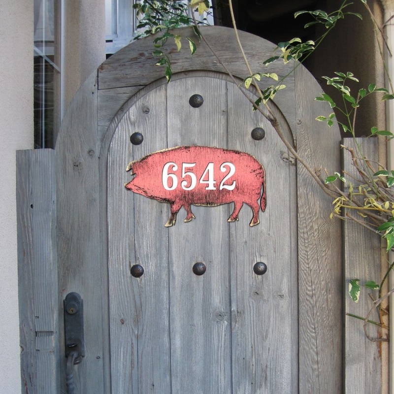 Pig Wooden Custom House Number Sign by G. DeBrekht – Nature Wildlife Decor – Handcrafted Wooden Handcrafted Wooden Handcrafted Wooden Address Sign – MA98138