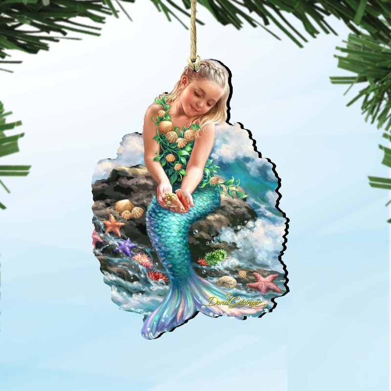 Princess of The Sea Wooden Ornaments by Gelsinger – Coastal Holiday Decor – 8141112-1611