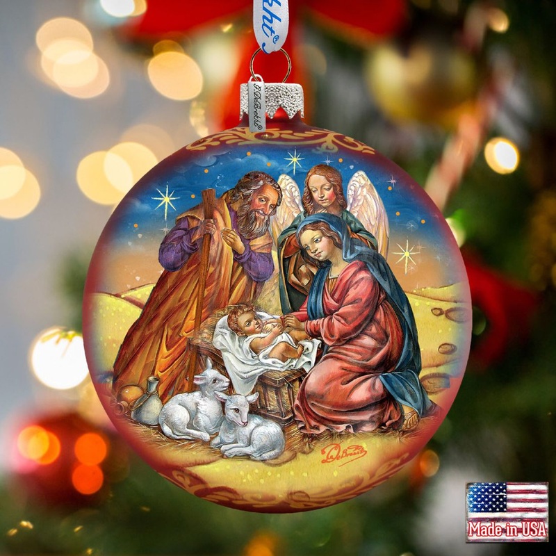 Regal Nativity Glass Ornament by G. DeBrekht – Nativity Holiday Decor – 73369