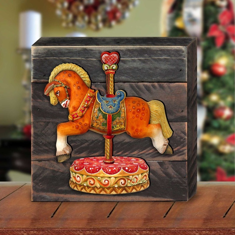 Rocking Horse Wooden Decor by G. DeBrekht – Christmas Decor – 8114041B
