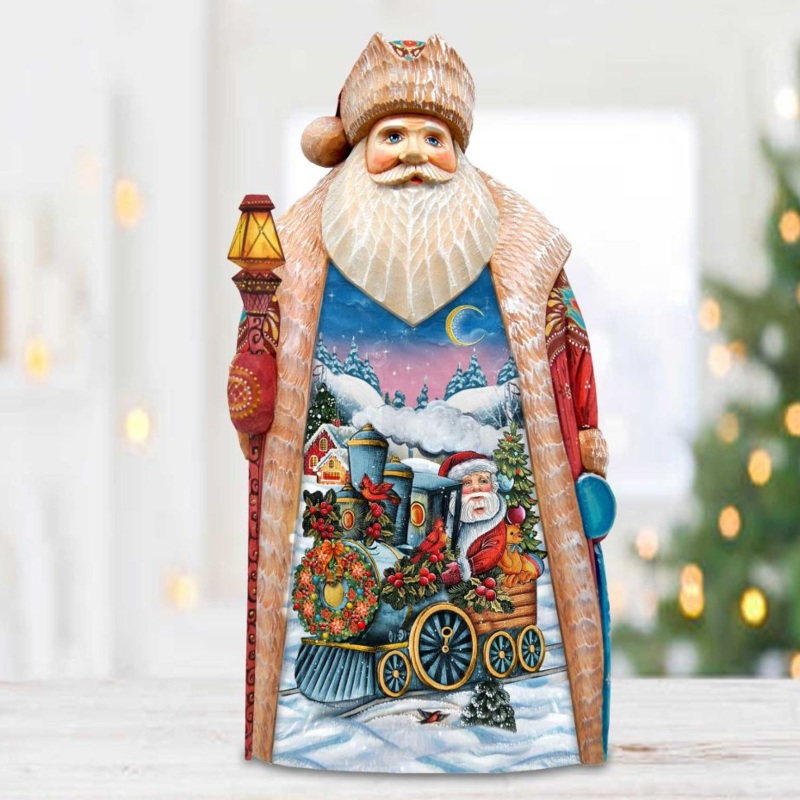 Santa Express Santa Hand-Painted WOODCARVED Masterpiece by G. DeBrekht – Christmas Decor – 2102310