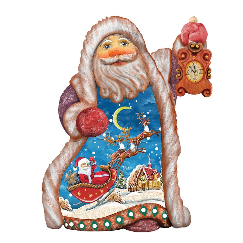 Santa Sleigh Ride Sculpted Hand-Painted Christmas Figurine by G. DeBrekht – Christmas Santa Snowman Decor – 661521