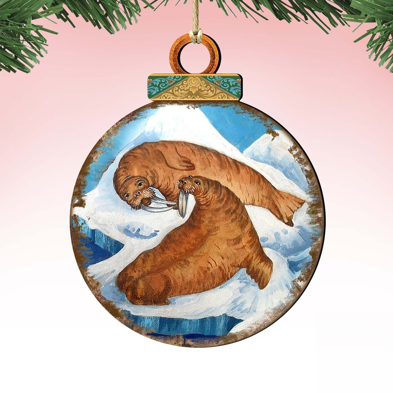 Sea Lions Ball Wooden Ornaments by G. DeBrekht – Coastal Holiday Decor – 8025377