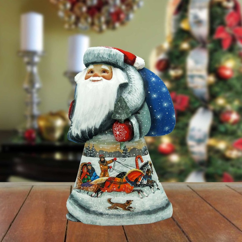 Sleigh Ride Santa Hand-Painted WOODCARVED Masterpiece by G. DeBrekht – Christmas Decor – 821463