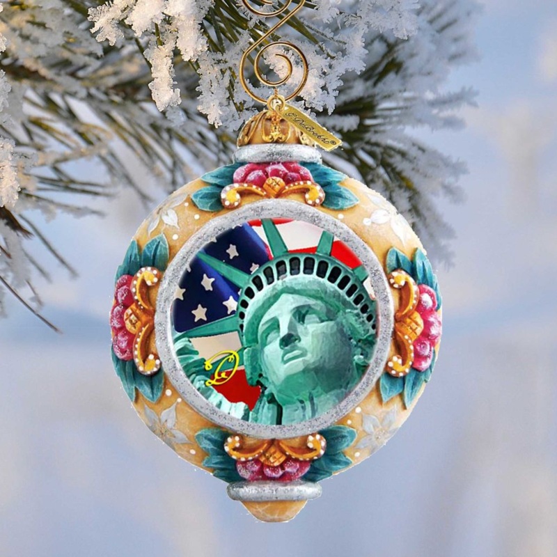 Statue of Liberty Sculpted Hand-Painted Christmas Ornament by G. DeBrekht – American Christmas Decor – 6103401