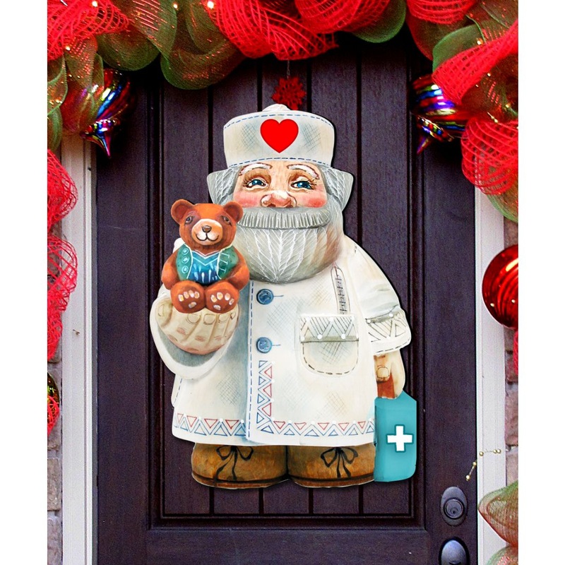 Teddy Bear Doctor Christmas Door Decor by G. DeBrekht – Christmas Santa Snowman Decor – 8151923H