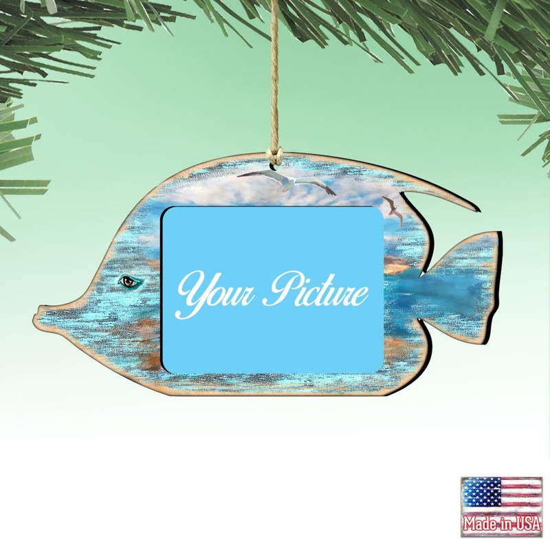 Tropical Fish Coastal Picture Frame Ornaments – Ornament for Photo – Coastal Holiday Decor – 8198527PF