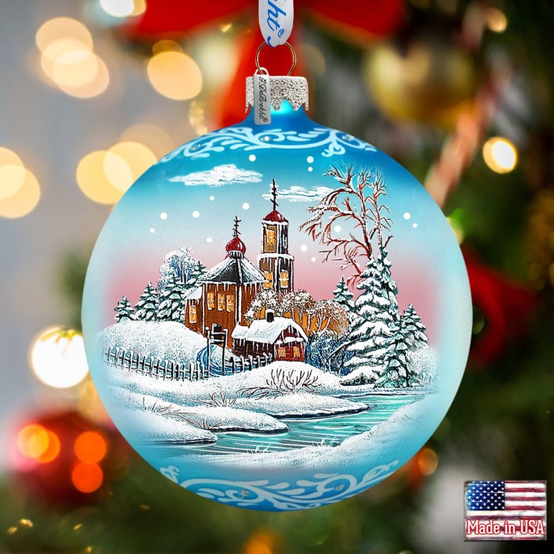 Village Ball Glass Ornament by G. DeBrekht – Christmas Decor – 73118