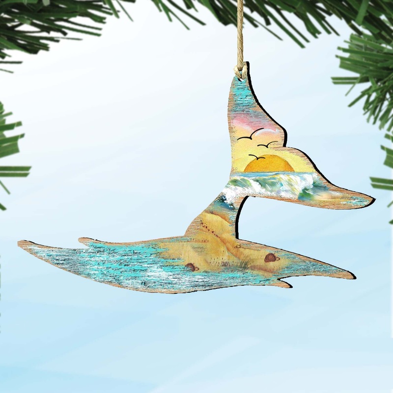 Whales Tale Wooden Ornaments by G. DeBrekht – Coastal Holiday Decor – 8198535