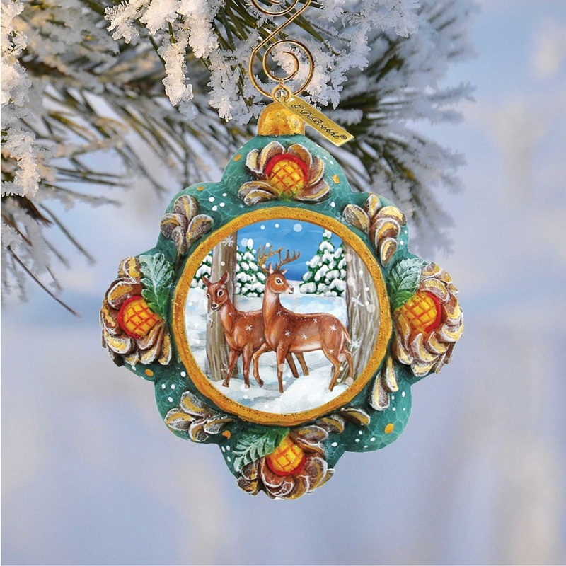 Wilderness Sculpted Hand-Painted Christmas Ornament by G. DeBrekht – Wildlife Holiday Decor – 6102510
