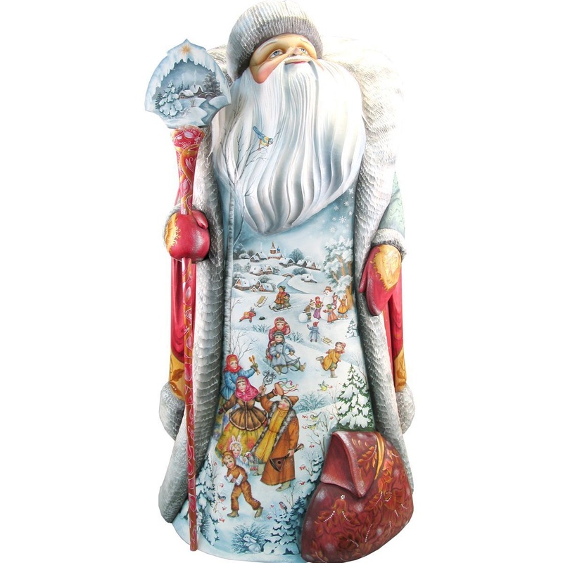 Winter Splendor Santa 30, Hand-Painted WOODCARVED Figurine L24001 by G. DeBrekht – SPECIAL ORDER *** PRE-ORDER – Handmade Just for You! ***