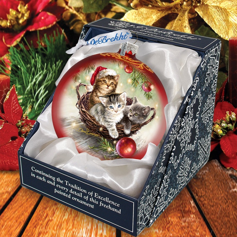 Christmas Kittens Glass Ornament by D. Gelsinger – Christmas Dcor – 71101-1607