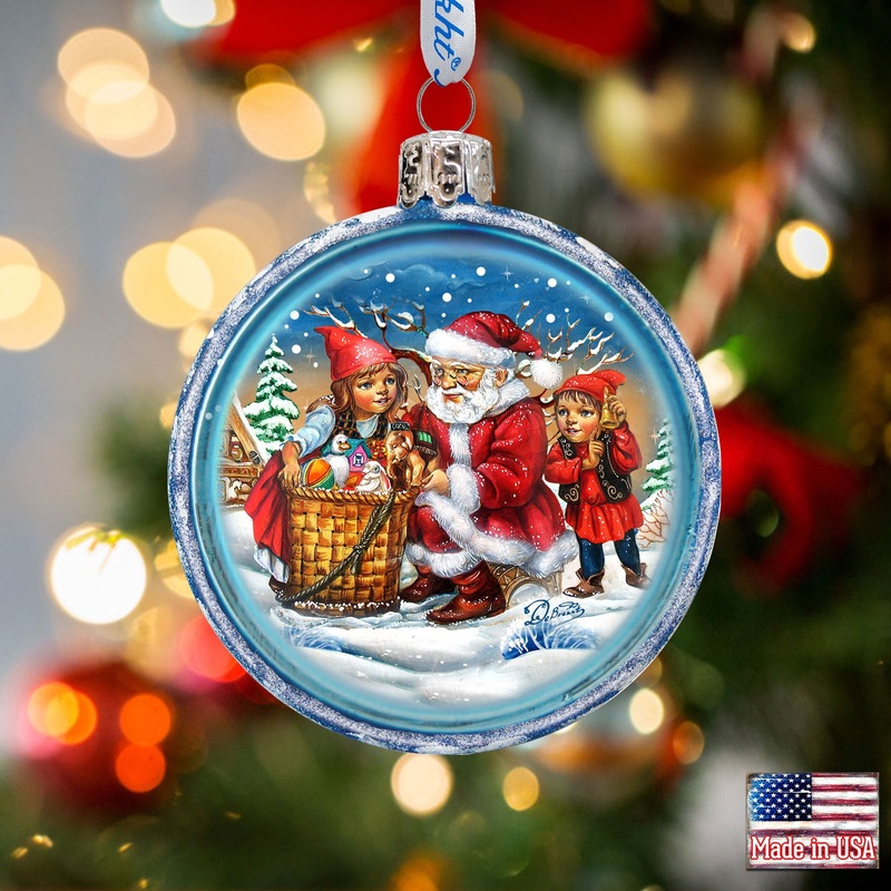 Christmas Tale Glass Ornament by G. DeBrekht – Christmas Santa Snowman Decor – 73367C