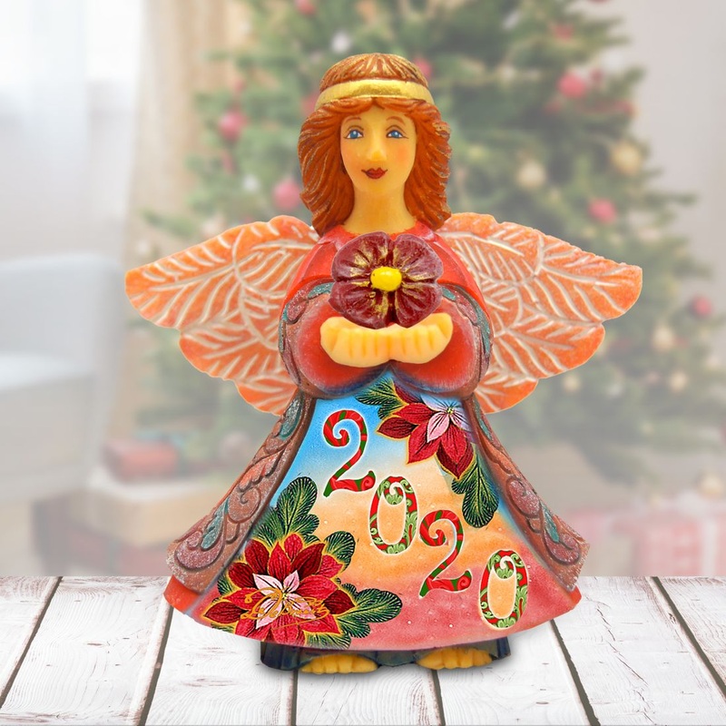 Dated Prosperity Angel Gift Giver Handcrafted Christmas Figurine – G. DeBrekht – Nativity Holiday Decor – 516651D