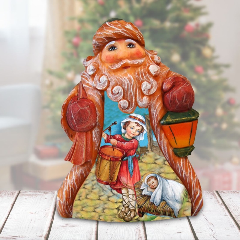 Drummer Boy Tiny Tale Santa Handcrafted Christmas Figurine – G. DeBrekht – Christmas Santa Snowman Decor – 561611