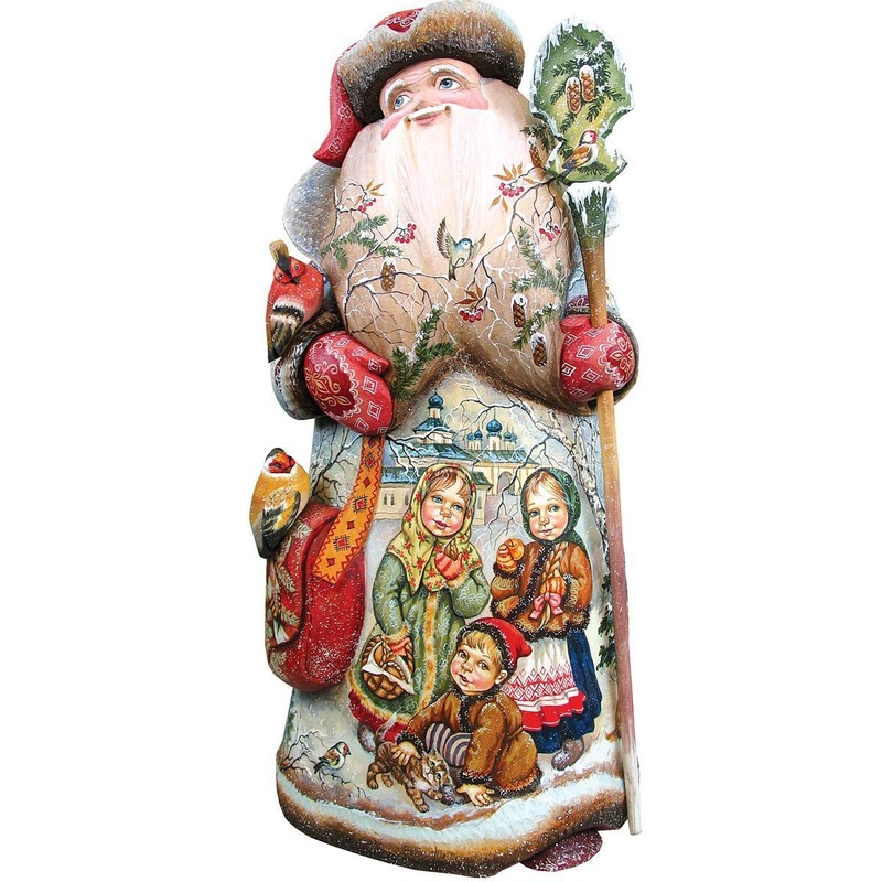 Embracing nature Santa, Hand-Painted WOODCARVED Figurine L291241 by G. DeBrekht – SPECIAL ORDER