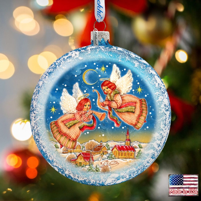 Guardian Angels Glass Ornament by G. DeBrekht – Nativity Holiday Decor – 744-038