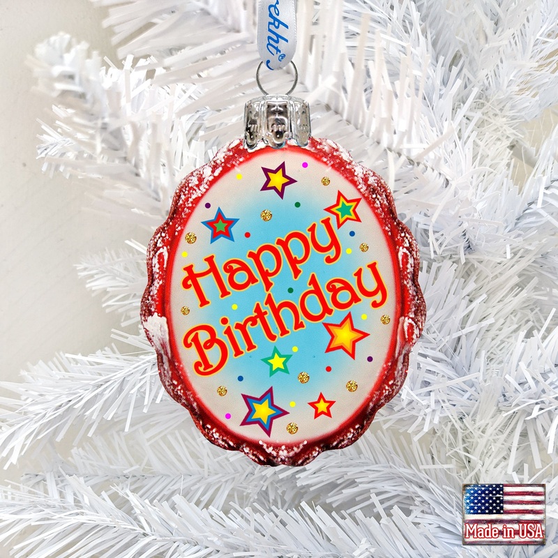 Happy Birthday Mercury Glass Ornament by G. DeBrekht – Love Family Kids Decor – 770004-2