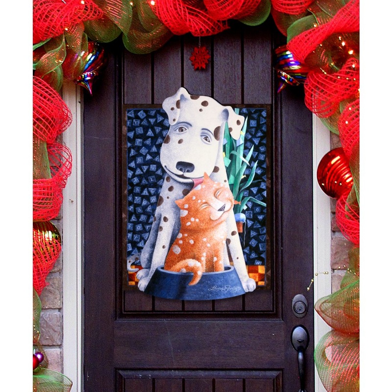 In Friendship Holiday Door Decor by Laura Seeley – Pets Dog and Cats Decor – 8511012H