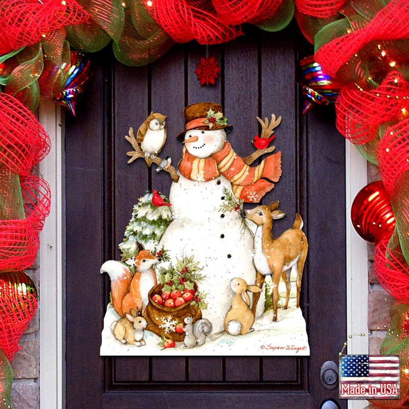 Ivory Snowman Christmas Door Decor by Susan Winget – Christmas Santa and Snowman Decor – 8471107H-SW