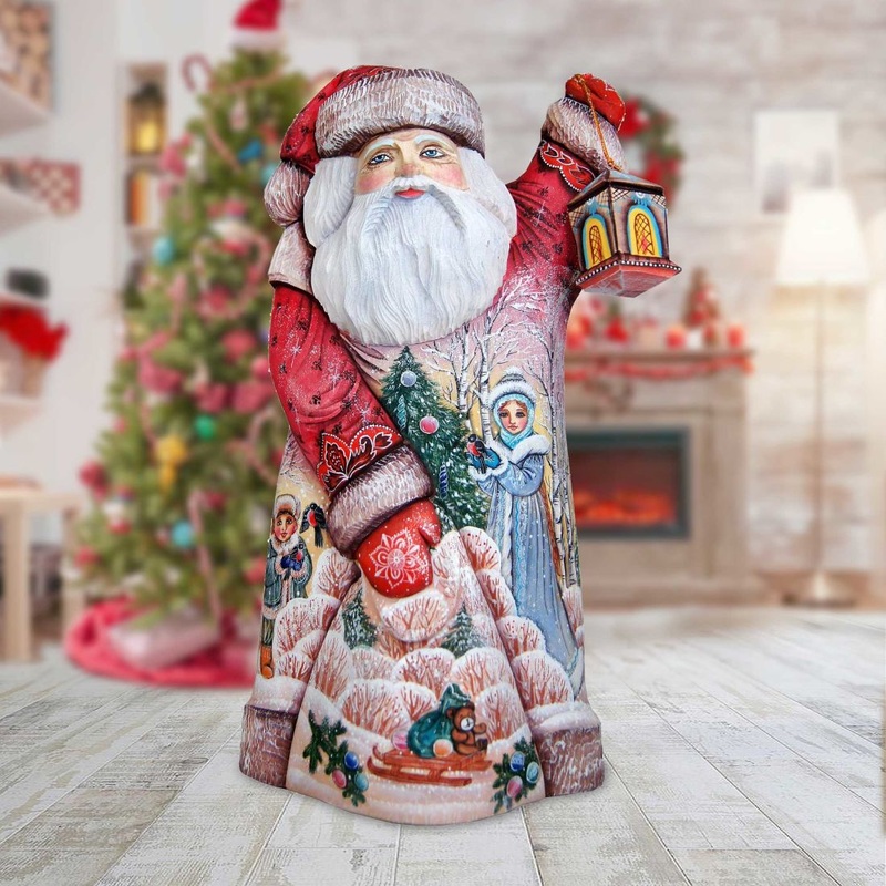 Lamplighter Santa Hand-Painted WOODCARVED Masterpiece by G. DeBrekht – Christmas Decor – 241139 – SPECIAL ORDER *** PRE-ORDER – Handmade Just for You! ***