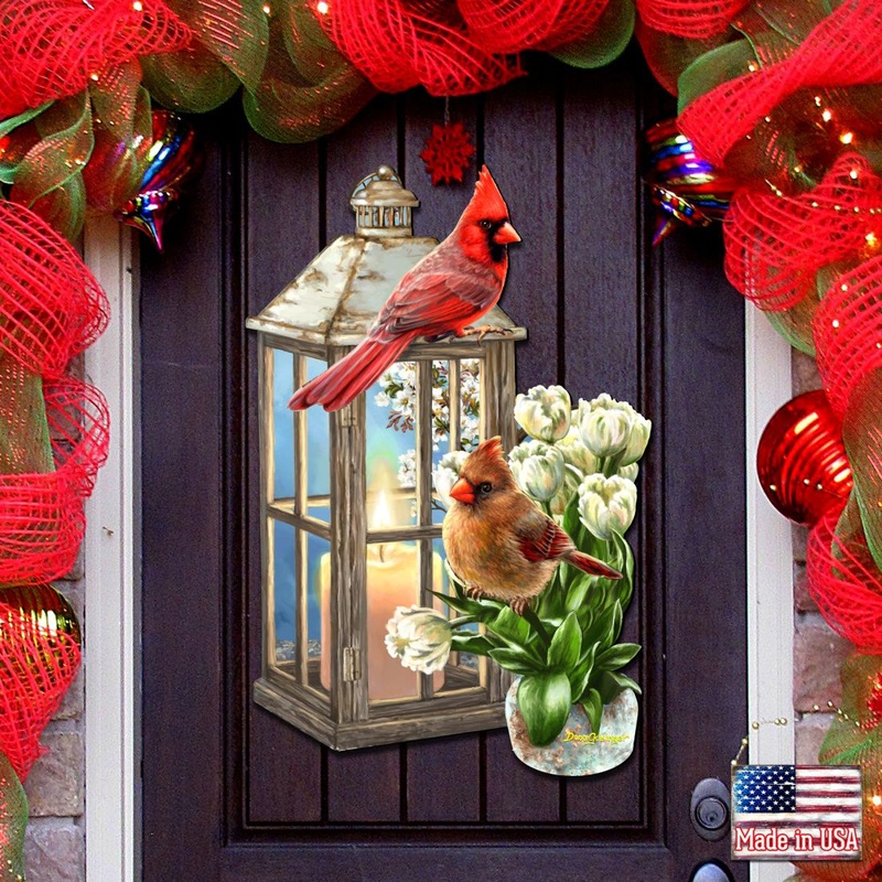 Lantern Cardinals Holiday Door Decor by D. Gelsinger – Christmas Decor – 8461057H-DG