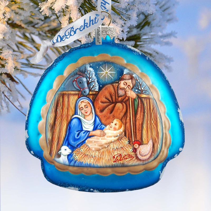 Manger Nativity Glass Ornament by G. DeBrekht – Nativity Holiday Dcor – 756-013