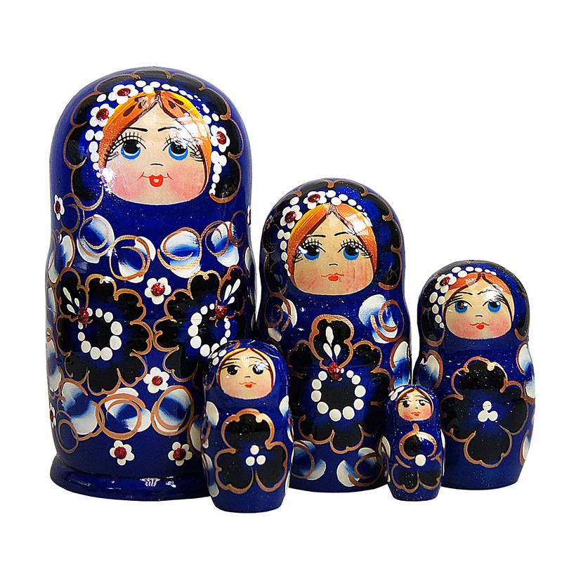 Natasha Matreshka Nesting Hand-Painted Dolls Set of 5 by G. DeBrekht – Christmas Decor – 140151