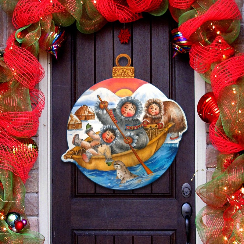 North Pole Santa Christmas Door Decor by G. DeBrekht – Christmas Santa Snowman Decor – 8117418H