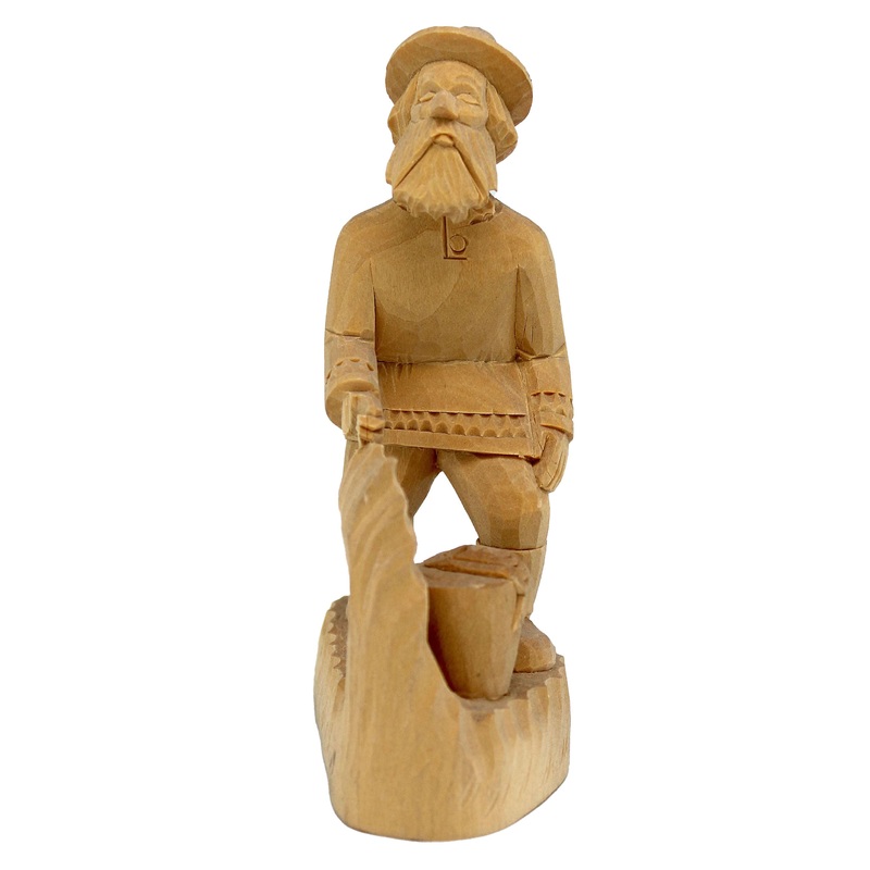 One-of-a-Kind Fisherman Wood Carved Figurine 4.5