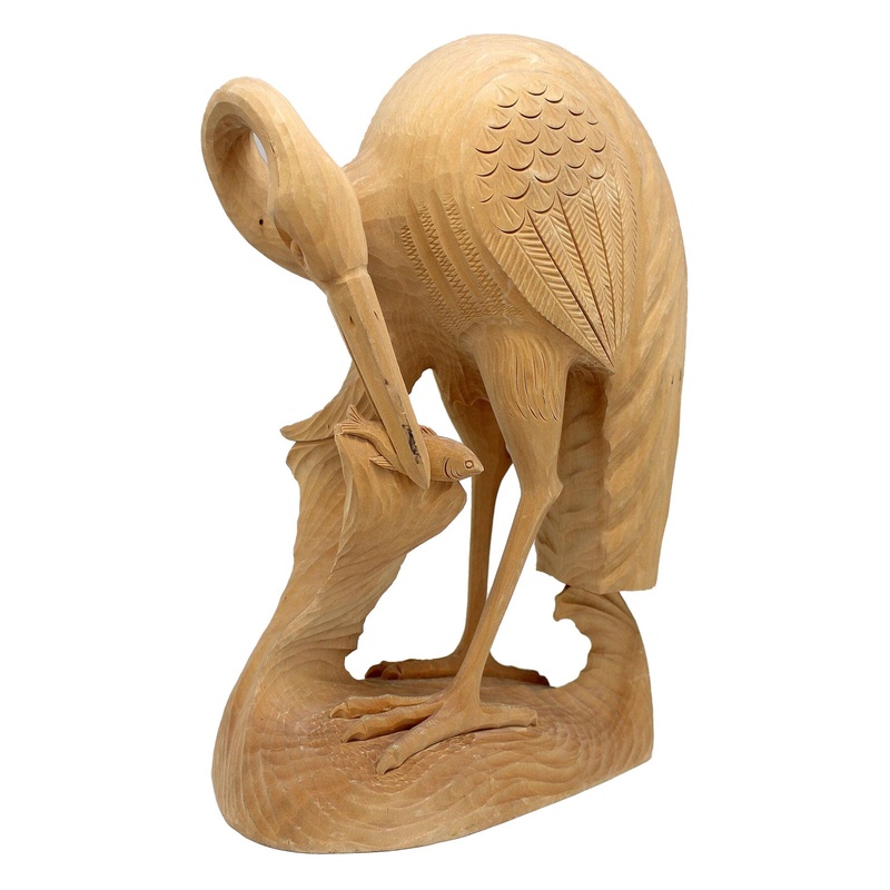 One-of-a-Kind Heron with Fish Wood Carved Figurine 11 – Nature Wood Carving