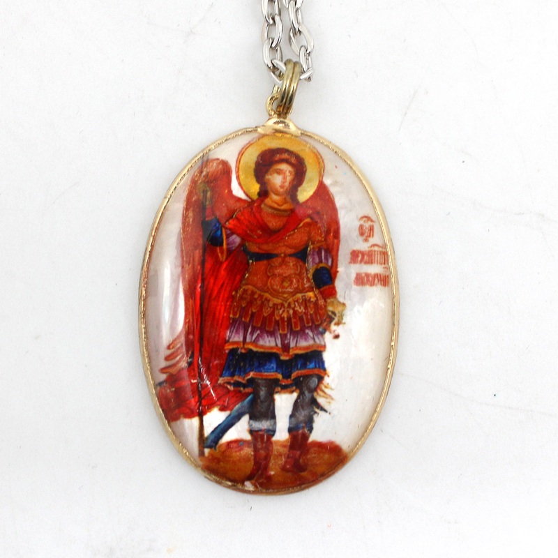 One-of-a-Kind Mother of Pearl Lacquered Miniature Jewelry Pendant 1 x 1.75 by  Unique Handmade Gift Collectible and Home Decoration