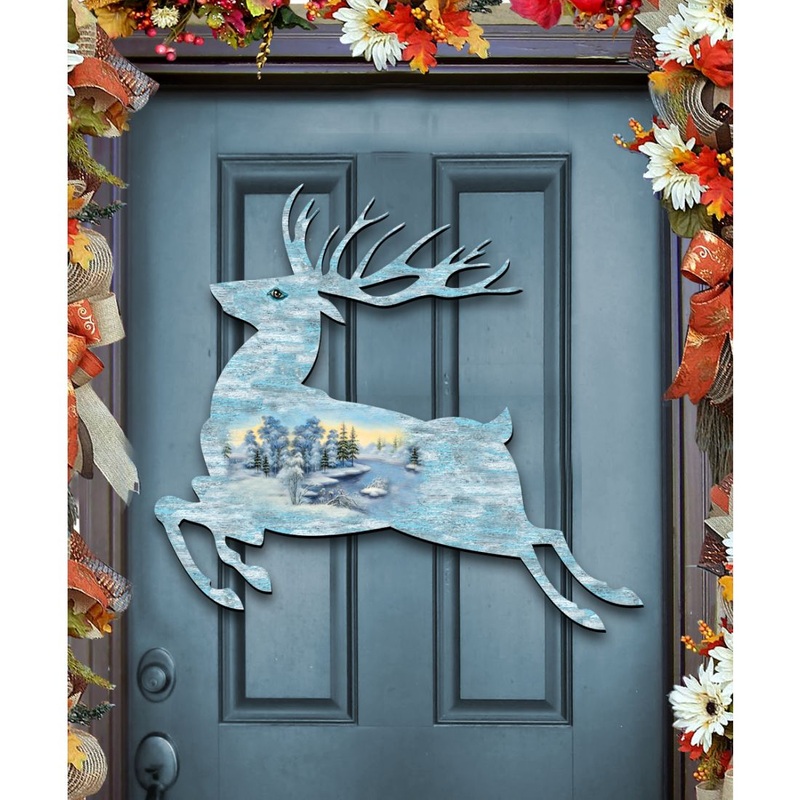 Prancing Deer Wildlife Door Decor – G. DeBrekht – Wildlife Holiday Decor – 8198211-1H
