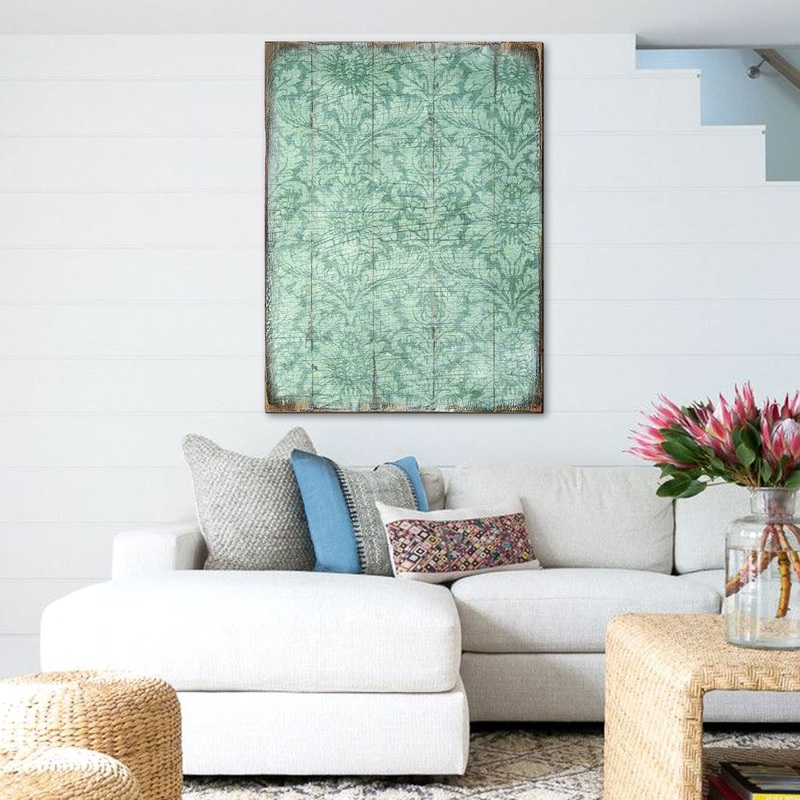 Rustic Blue Floral Wooden Wall Art by G. DeBrekht – Floral Ornamental Decor – 95008B