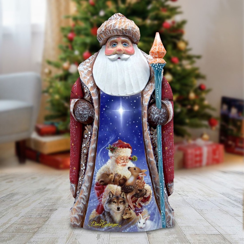 Santa Little Friends Hand-Painted WOODCARVED Figurine by D. Gelsinger – Christmas Decor – 242110-9914