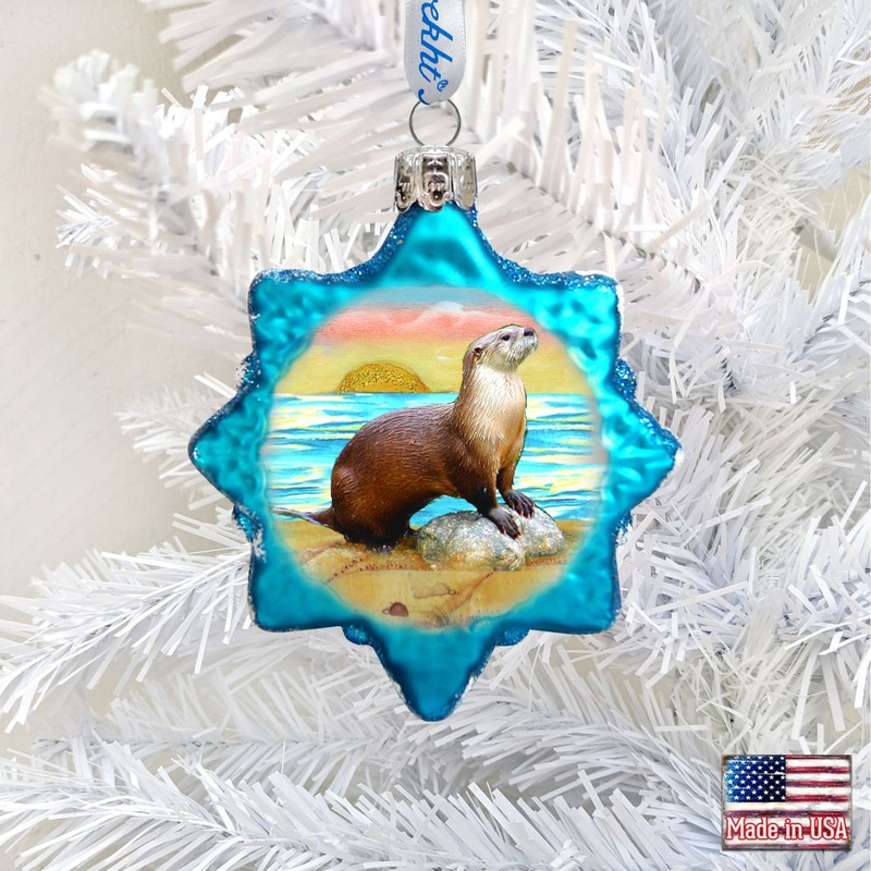 Sea Otter Mercury Glass Ornament by G. DeBrekht – Coastal Holiday Decor – 777377