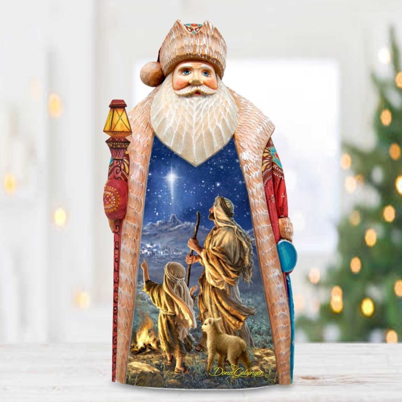 Shepherds Keeping Watch Hand-Painted WOODCARVED Figurine by D. Gelsinger – Nativity Holiday Decor – 242109-1838