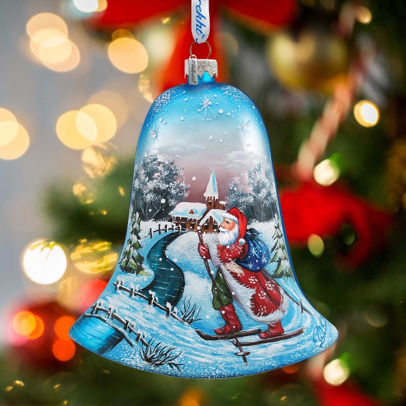 Sledging Santa Ball Glass Ornament by G. DeBrekht – 73442