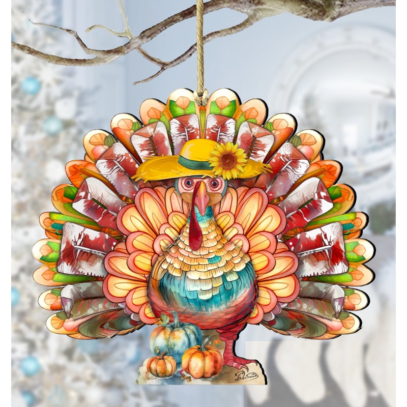 Thanksgiving Turkey Wooden Ornaments by G. DeBrekht Thanksgiving Decor – 8611055