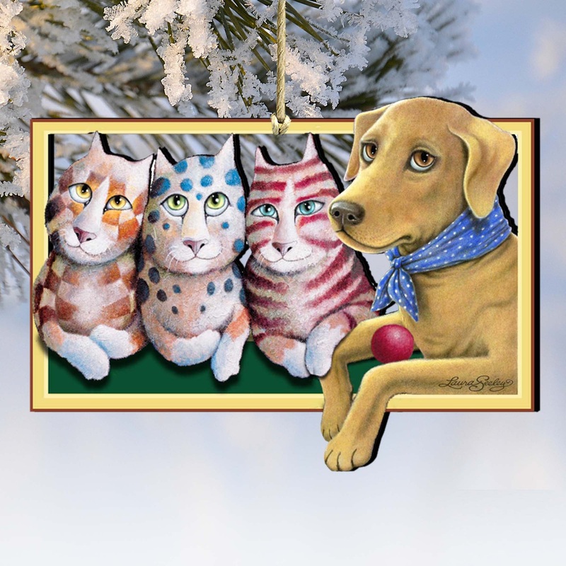 The Dog Wooden Ornaments Pets by Laura Seeley – Pets Dog and Cats Decor – 8511019-LS
