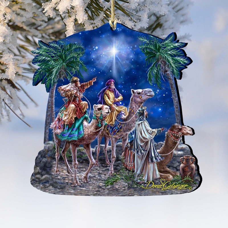 The Magic of Three Kings Wooden Ornaments by Gelsinger – Nativity Holiday Decor – 8161026-1810