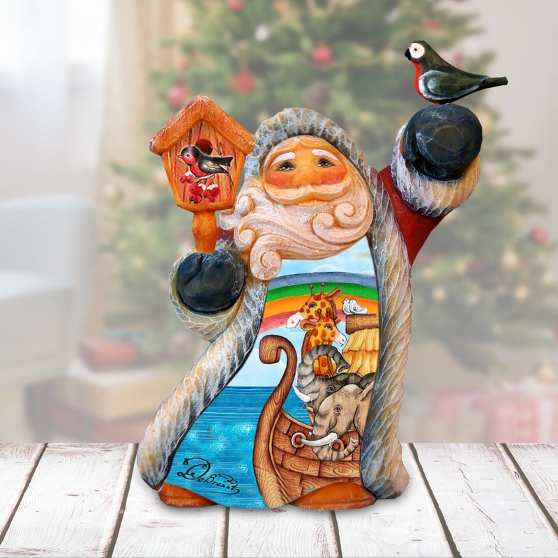 Tiny Tale Santa with Noah’s Ark Christmas Figurine by G. DeBrekht – Christmas Santa Snowman Decor – 561621