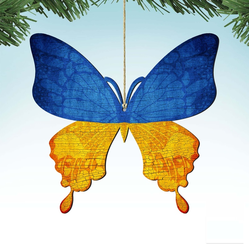 Ukraine Butterfly Wooden Ornaments – International Decor – 8187128