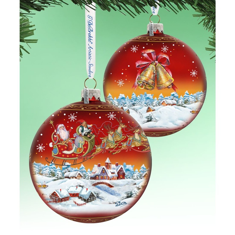 Up-Up and Away Red Glass Ornament Limited Edition by G. DeBrekht – Christmas Santa Snowman Decor – 73842R