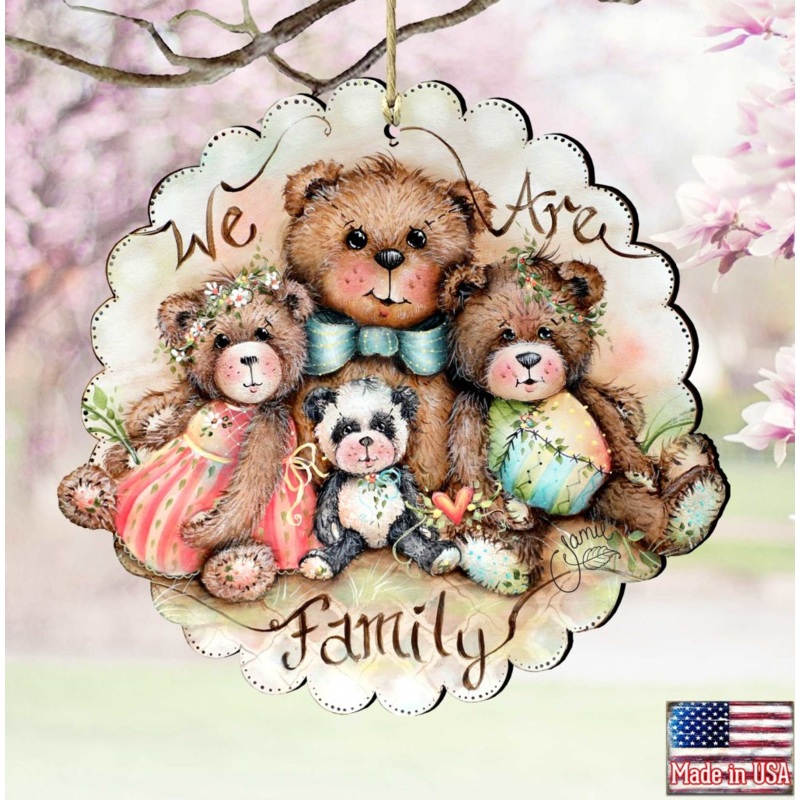 We Are Family ~ Bears Wooden Ornaments by Jamie Mills-Price – Christmas Decor – 8457703