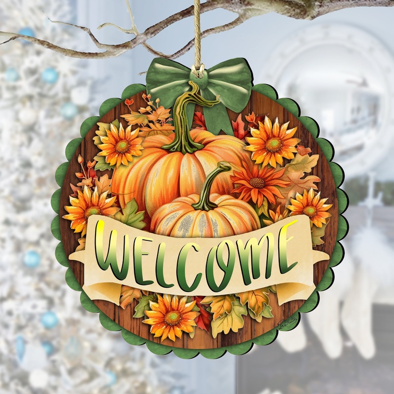 Welcome Wooden Ornaments by G. Debrekht Thanksgiving Halloween Decor – 933123