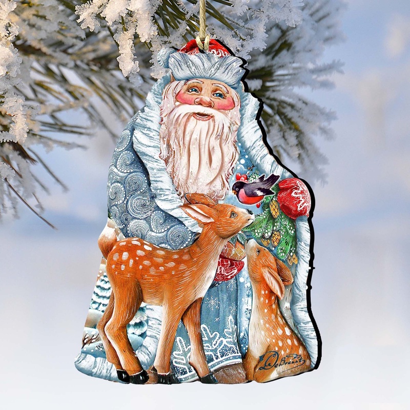 Winter Treasure Christmas Wooden Ornaments by G. DeBrekht – Christmas Santa Snowman Decor – 8114500