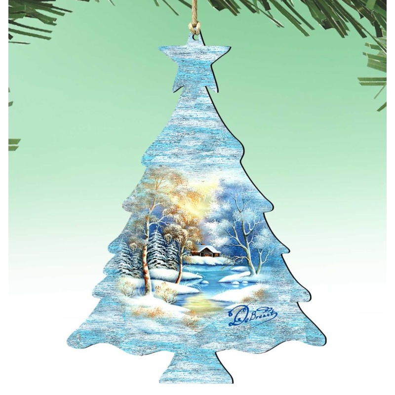 Winter Tree Wooden Ornaments by G. DeBrekht – Christmas Decor – 8198812