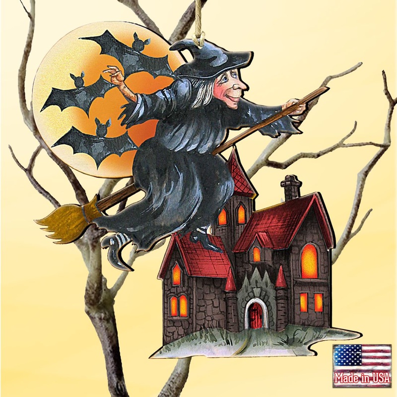 Witch Halloween Wooden Ornaments by G. DeBrekht – Thanksgiving Halloween Decor – 8114010